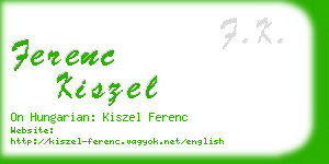ferenc kiszel business card